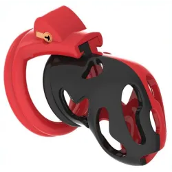  Cage de chasteté Dinoz 6.5 x 3cm Noir-Rouge
